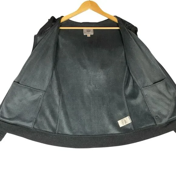 UGG Fleece Lined Full Zip Hoodie Dark Gray Women’s S Soft Cozy Sweatshirt Pocket - Picture 4 of 8